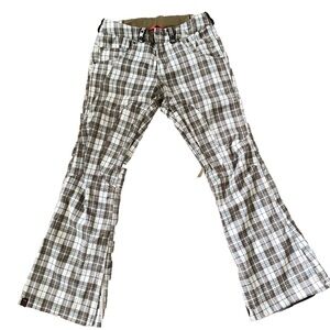 Bonfire DryLevel 2 Pants Women S Plaid Brown Blue Winter Sports Snowboard Ski